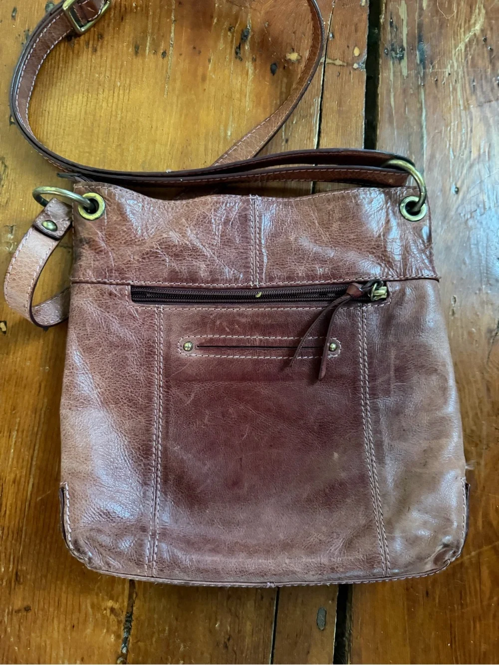 Nino BOSSI Brown distressed Leather Crossbody Bag